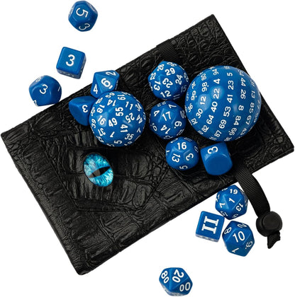 15 Pieces Complete Polyhedral DND Dice Set D3-D100 Spherical D&D Dice Set with Dragon Eye Dice Bag, D100 Dice for RPG Table Games(Black w/Purple Numbers)
