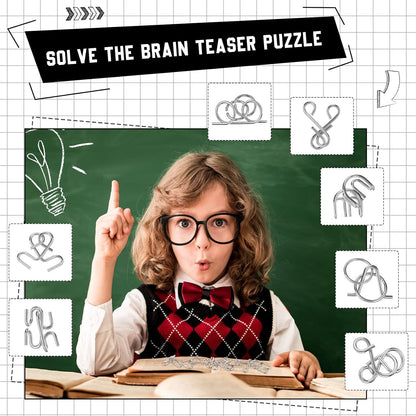 Yilloog Metal Brain Teaser Puzzles Set of 36 with Pouch, Steel IQ Games Physics Mind Metal Puzzles for Adults Basket Stocking Stuffers for Boys Girls Adults Challenge Gifts (Easy)