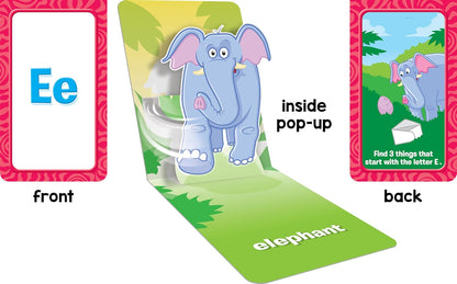 School Zone Animal Alphabet Pop-Up Learning Cards: 26 Interactive Flash Cards, Preschool, Kindergarten, Teach Abc's, Uppercase and Lowercase Letters, Spelling, Beginning Sounds, Ages 3-6
