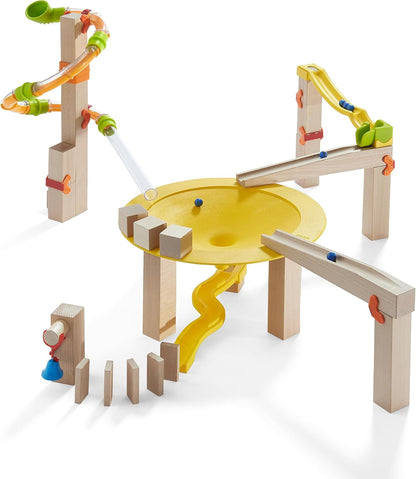 HABA Wooden Marble Run Ball Track Building Set for 4-10 Year Olds, STEM Toy with 49-Piece Wooden Track and Marbles, Montessori Toys for 4 Year Olds