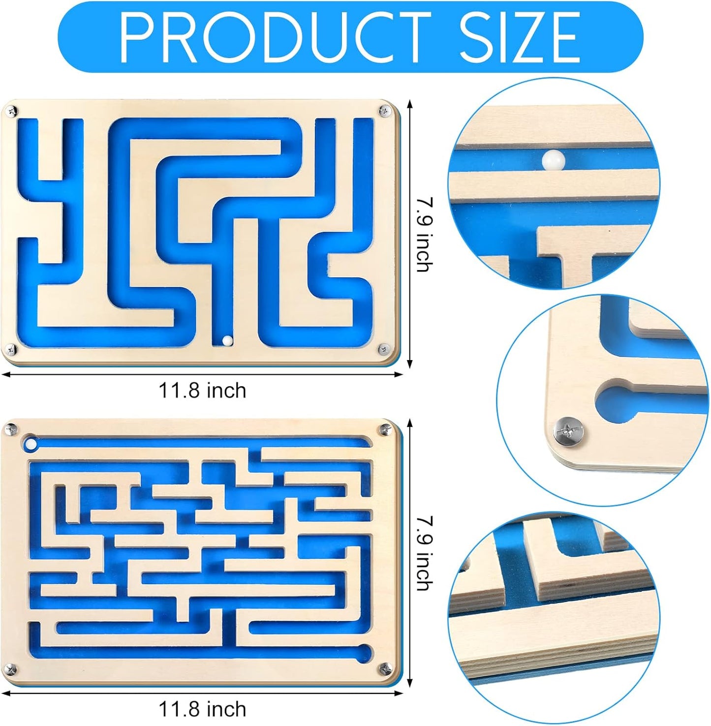 Sintuff 2 Pcs Wooden Maze Circuit Game, Dementia Activities for Seniors Elderly Alzheimers Products Maze Gifts for Alzheimer's Patients, Improving Skills and Coordination, Easy to Hard Levels