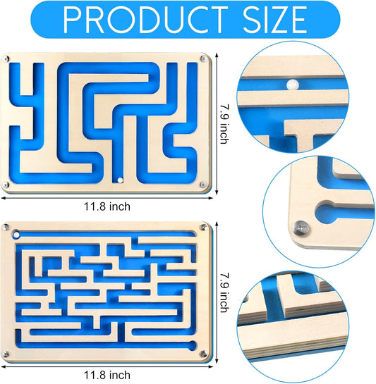 Sintuff 2 Pcs Wooden Maze Circuit Game, Dementia Activities for Seniors Elderly Alzheimers Products Maze Gifts for Alzheimer's Patients, Improving Skills and Coordination, Easy to Hard Levels