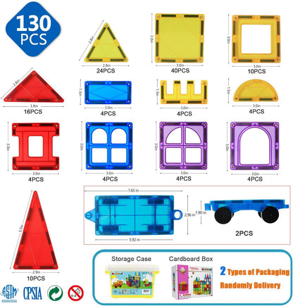 MAGBLOCK Magnetic Tiles Toys for Kids Magnet Building Tiles 100 Pcs Magnetic Blocks Preschool Building Sets Educational Toys for Toddlers Boys and Girls.