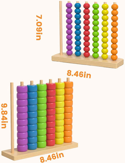 Color Pile Up Challenge, Color Matching Stacking Puzzle Game, Wooden Color Match Challenge Game, Rainbow Ring Challenge Stack Puzzle, Easter Basket Stuffers, Tabletop Brain Games For Family (L-2SET)