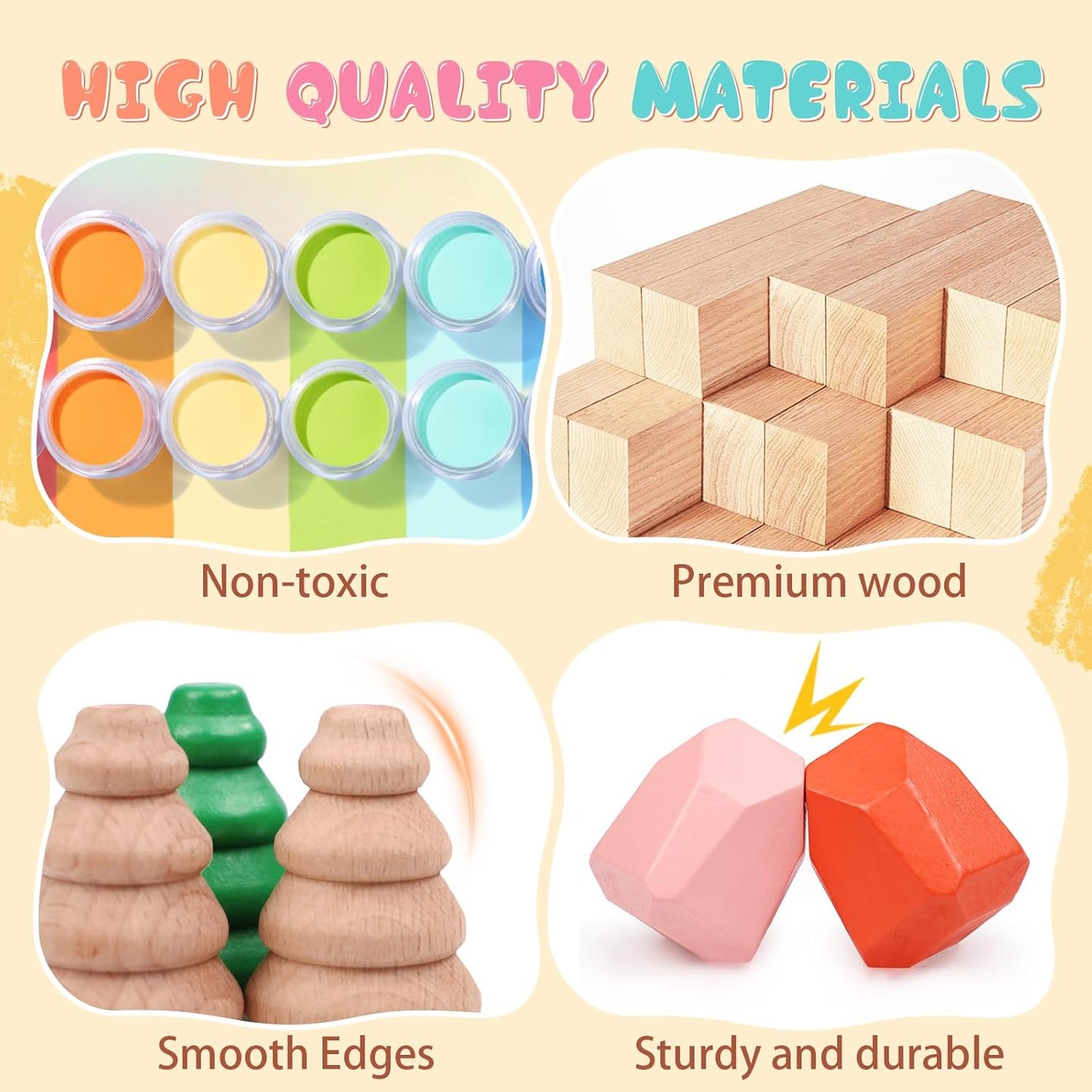 36PCS Wooden Stacking Rocks Building Blocks, Montessori Toys for 3 4 5 year old Stacking Game Sensory Preschool Learning Activities, Balancing Stones Birthday Gifts for Kids 3-5 Easter Basket Stuffers