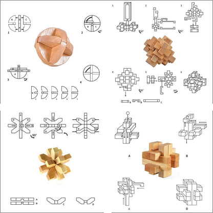 ULT-unite3D Wooden Cube Brain Teaser Puzzle