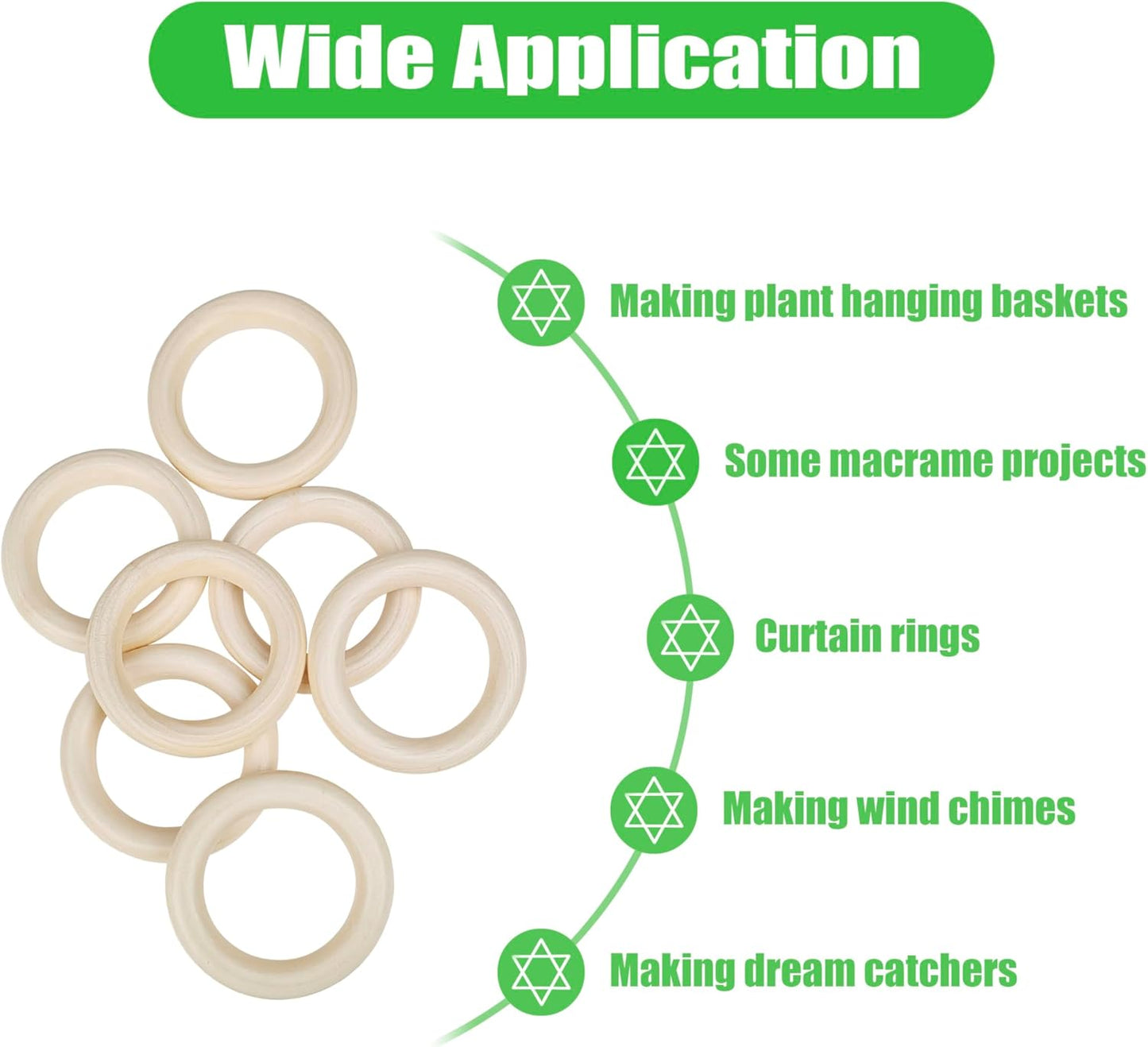 20 Pcs Unfinished Wooden Rings for Crafts, 70mm/2.7inch Natural Wood Rings Without Paint, Macrame Rings for DIY, Jewelry Making