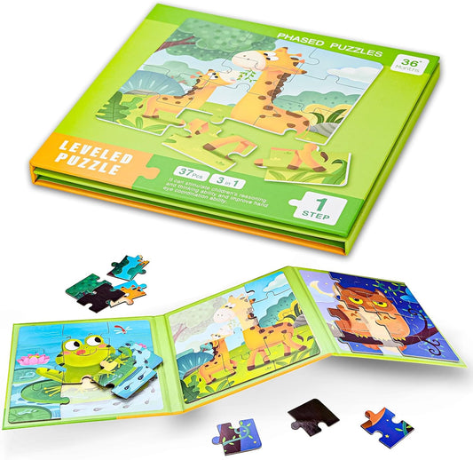 D-KINGCHY Magnetic Puzzles for Kids Ages 5+, 2-in-1 Puzzle Book 60 72 Pieces, Travel Jigsaw Puzzles, Road Trips Toys for 5 6 7 8 Boys Girls Birthday Gift (Dinosaur and Space)