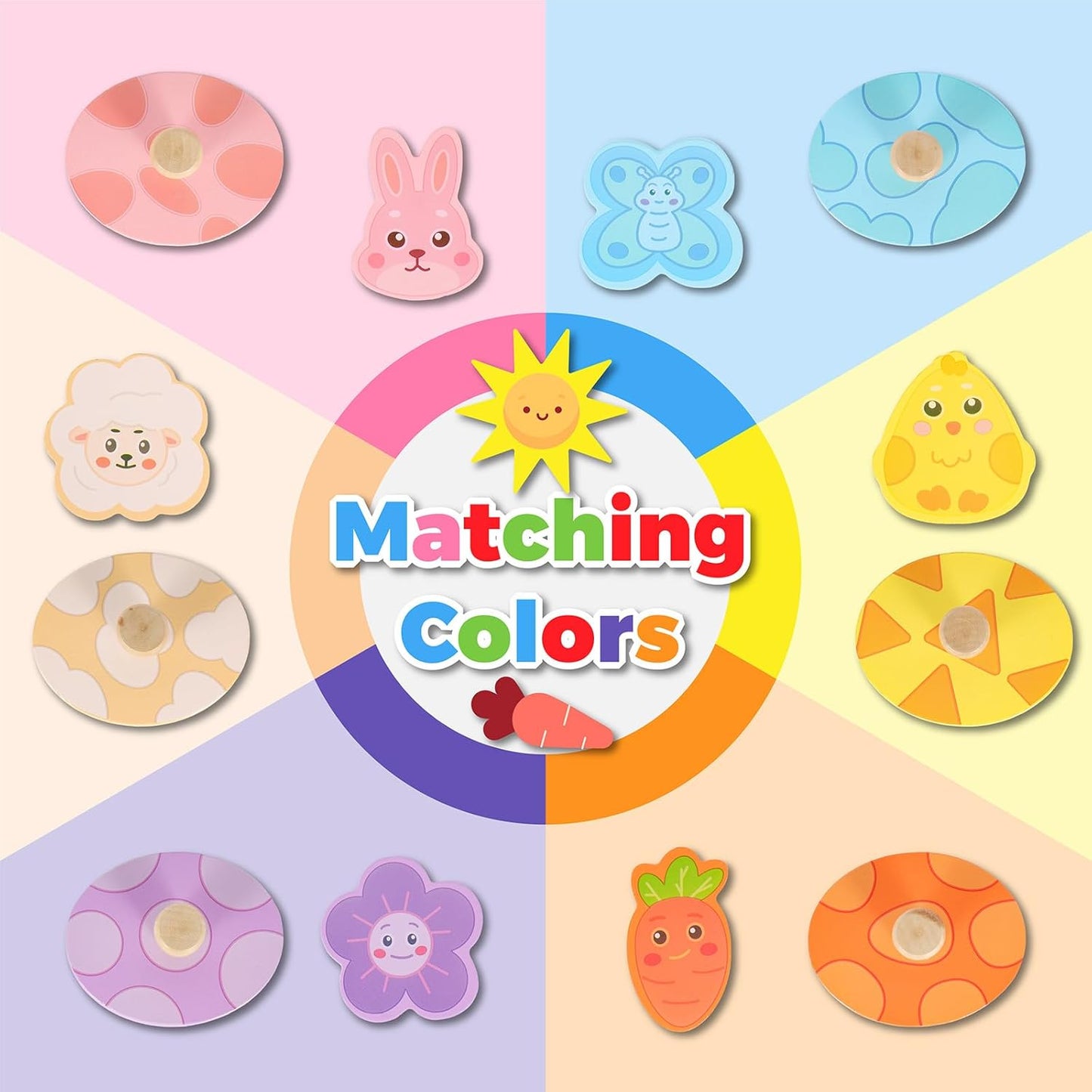 Wooden Puzzles for Toddlers 1-3, Animal Match Farm Peg Puzzle for Toddlers Age 1+, Montessori Toys for 1 2 Year Old, Knob Puzzle Birthday Gift, Preschoool Learning Toys