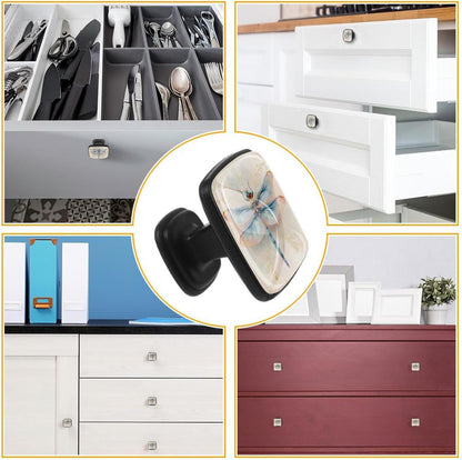 4 Pack Cabinet Knobs Drawer Pulls, 30mm Round ABS Glass Drawer Hardware Growing Purple Butterflies Cabinet Handles with Screws for Dressers Kitchens Cupboard