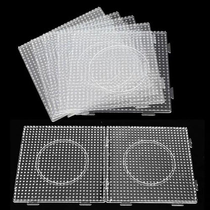 16 PCS 5mm Fuse Beads Pegboards - Large Square Clear Melty Beads Boards for DIY Craft Bead Bigger Projects