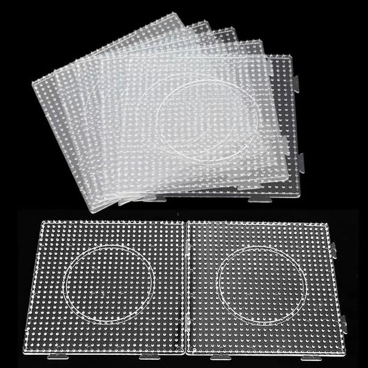 16 PCS 5mm Fuse Beads Pegboards - Large Square Clear Melty Beads Boards for DIY Craft Bead Bigger Projects
