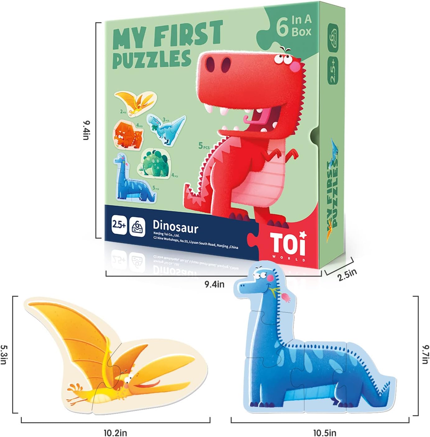 Toi 6 Packs Large Piece Toddler Jigsaw Puzzles for Kids Aged 2.5+, Animal Shaped Floor Puzzles for Beginner, Preschool Learning Game for Boys Girls, Traffic