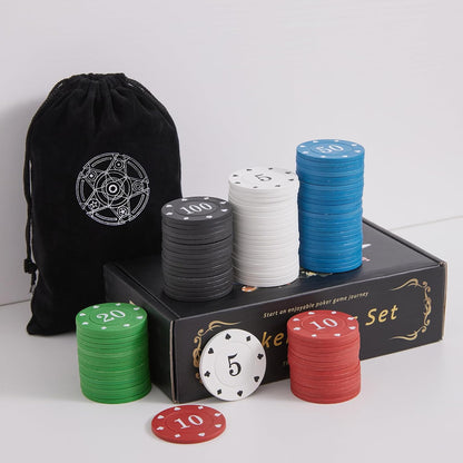 Poker Chips with Denominations, Poker Chips Set with Box or Bag, Plastic Learning Counters Disks and Learning Math Counting Chips,Game Night Party Supplies (Bag, 200)