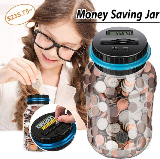 Digital Counting Money Jar, Digital Coin Counter with LCD Display Large Capacity Money Saving Box for Kids Adults as Gift on Christmas,Birthday (Blue)