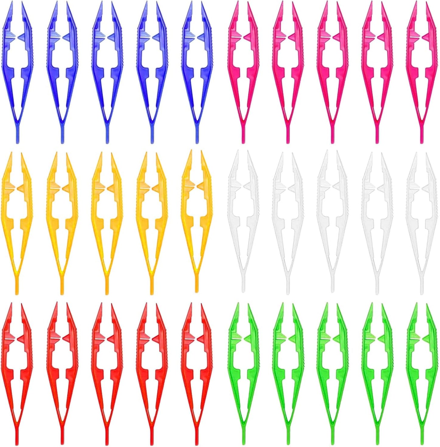 ZIQON 30PCS Plastic Tweezers Beads Tweezers for Dried Flowers Handmade Bead Tweezer Plastic Forceps Craft Tweezer for DIY Bead Jewelry Making Beading Project (30)