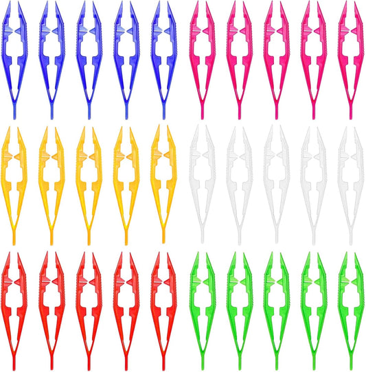 ZIQON 30PCS Plastic Tweezers Beads Tweezers for Dried Flowers Handmade Bead Tweezer Plastic Forceps Craft Tweezer for DIY Bead Jewelry Making Beading Project (30)