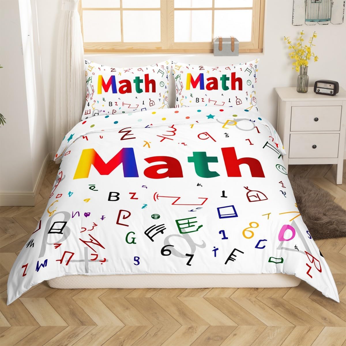 Erosebridal Science Theme Bedding Set Queen Size for Boys Girls Chemistry Periodic Table Print Duvet Cover Chemical Subject Theme Comforter Cover Teens Kids Math Science Atyle Bedspread Cover 3 Pcs