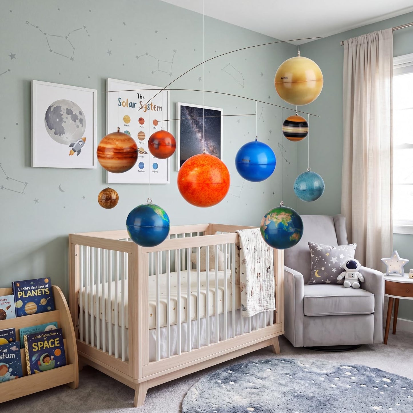 Hollowfly 3D Solar System Mobile Kit Vbs 2026 Decorations Hanging Planets Outer Space Decor Educational Planets Astronomy Gifts Multicolor Space Galaxy Themed Classroom Nursery Room Party Decor