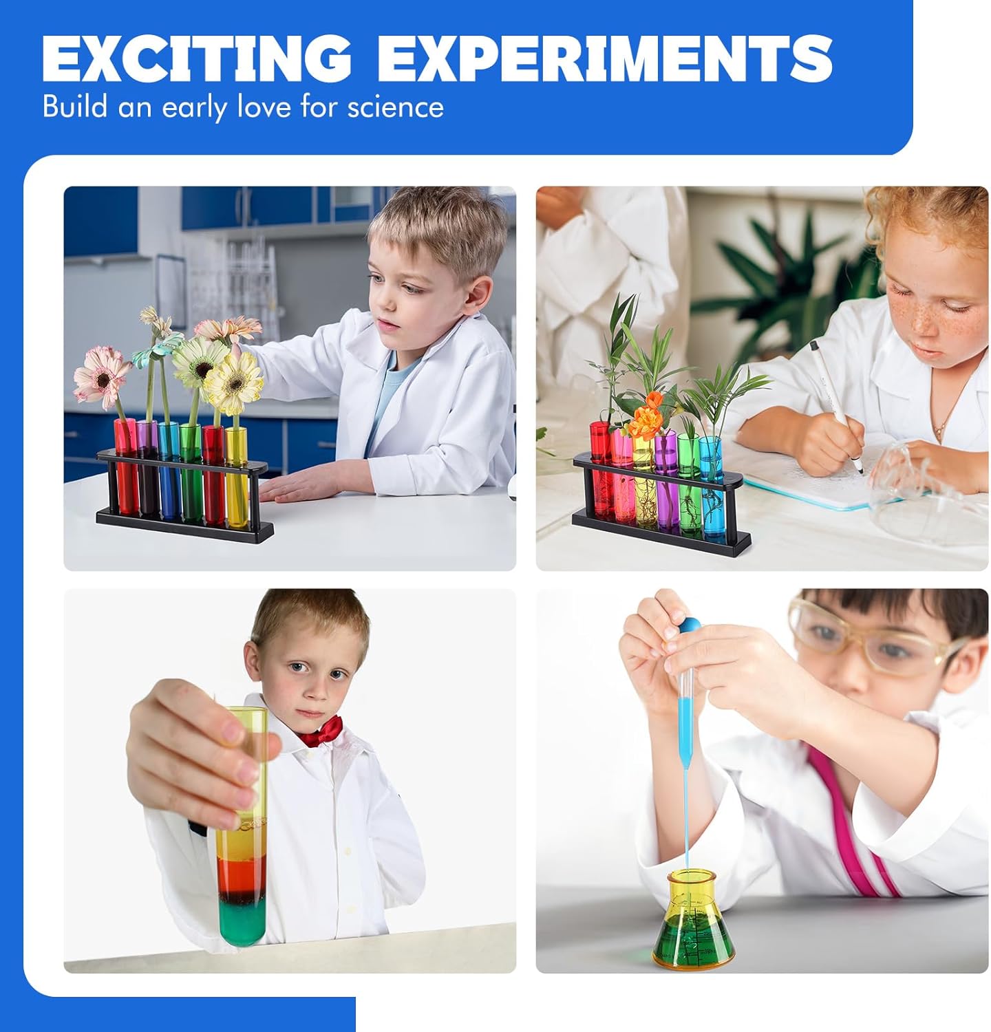 Test Tubes Dropper Beaker Set, Science Kits for Kids, Droppers Chemistry Set STEM Toys for Toddlers, Preschool Science Center Materials, Science Experiments for Kids 4-6 Homeschool Supplies