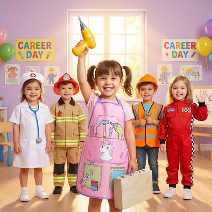 TONZE Wooden Kids Tool Set with Drill 44Pcs Montessori Toys for 3 Year Old Girl, Educational STEM Toys Toddler Tool Set with Apron & Box Birthday Gifts for 3 4 5 6 Year Old Girls（Pink ）