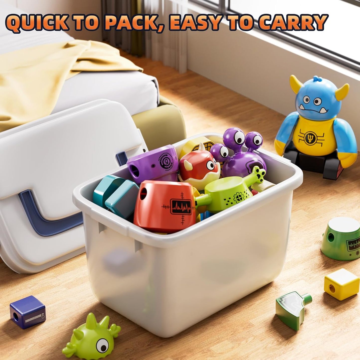 Magnets Robot Building Toys for Kids Ages 3-5 4-8 - 106 PCS Monsters Toys Robot Stacking Building Blocks Set with Storage Box, Creative Learning Christmas and Birthday Gifts for Boys Girls 2-4