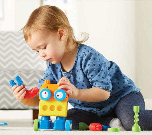 Learning Resources 1-2-3 Build It Robot Factory - Building Robots for Kids, Robot STEM Toys, Kids Engineering Toys, Toddler STEM Activity, Robots Building Kit