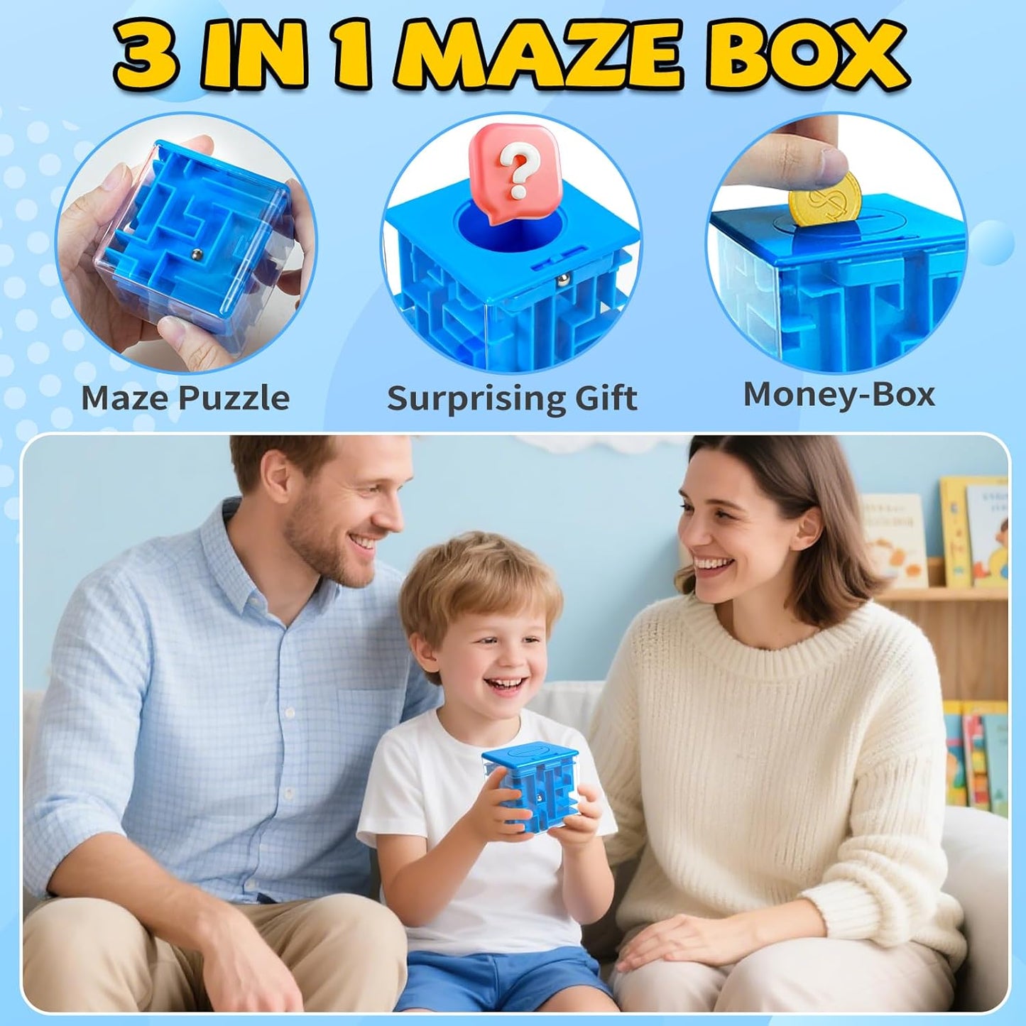 2 Pack Money Puzzle Gift Box, 3D Maze Puzzle Boxs Games Toy Gravity Memory Cube Ball Puzzle Educational Toys Gifts for Kids Boys Girls Students Teens Adults,Green and Blue
