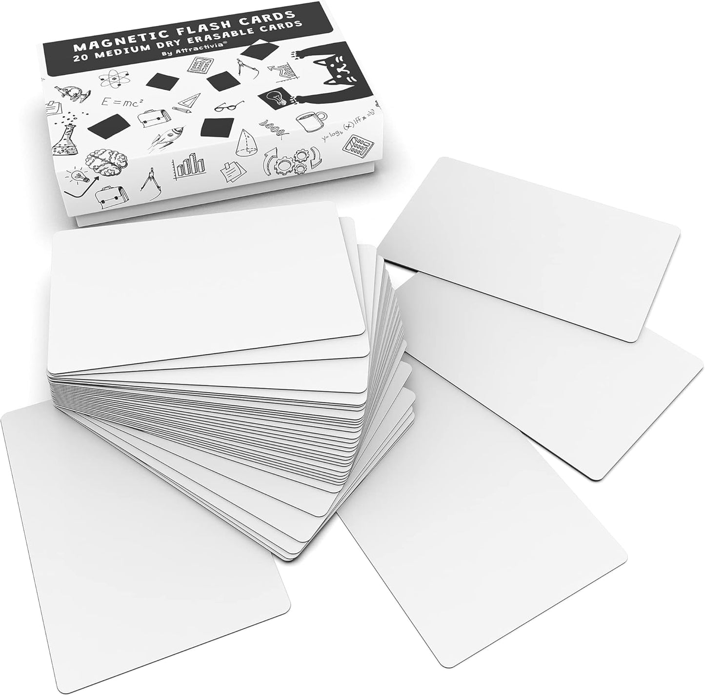 Attractivia Dry Erase Magnetic Labels 7.3 x 5.6 in, Dry Erase Magnets, 20-Pack, White Erasable Write-On All-Purpose Labels, for Office, Education, Home, Whiteboard