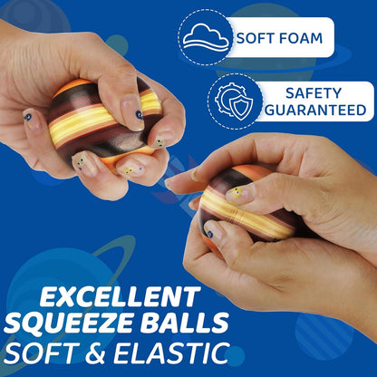Mini Foam Plants Balls Toy, 10 PCS Solar System Stress Balls for Kids Adults, Squeeze Global for Stress Relief, Science Kit Gift for Early Learning, Classroom Prize for Boys Girls (with Flash Cards)
