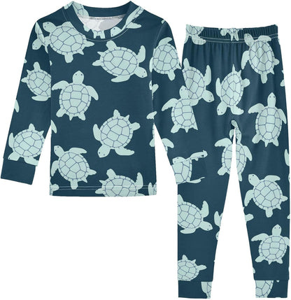 ALAZA Shark Starfish Palm Tree 2 Piece Pajama Set Long Sleeve Top and Pants Sleepwear Unisex - Colors B