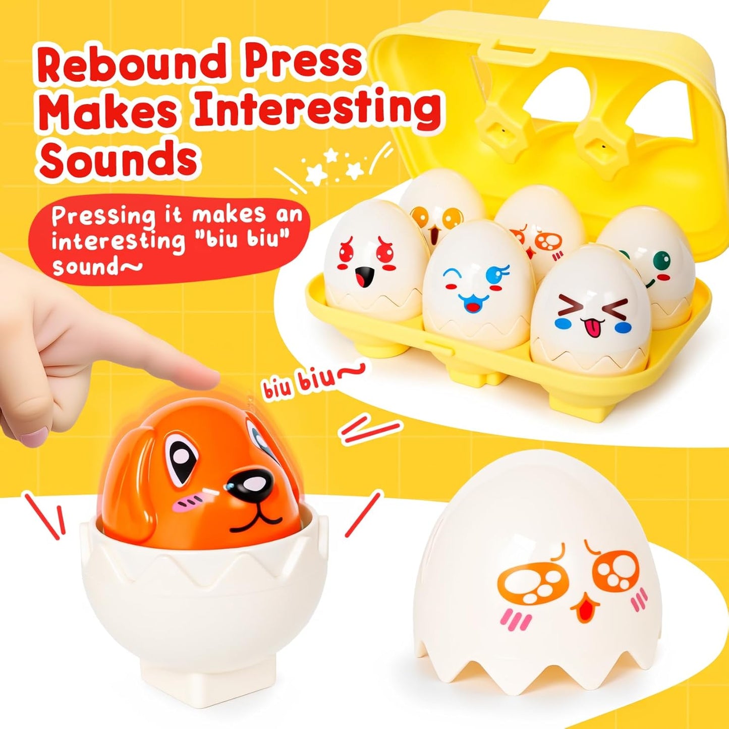 Egg Toys for Toddlers 1-3,Montessori Geometric Eggs Early Preschool Educational Learning Fine Motor Skills Color Sorting Satcking Travel Bingo Puzzle Matching Games for Kids Boys Girls