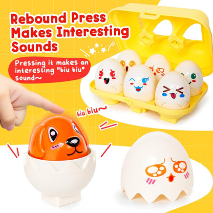 Egg Toys for Toddlers 1-3,Montessori Geometric Eggs Early Preschool Educational Learning Fine Motor Skills Color Sorting Satcking Travel Bingo Puzzle Matching Games for Kids Boys Girls
