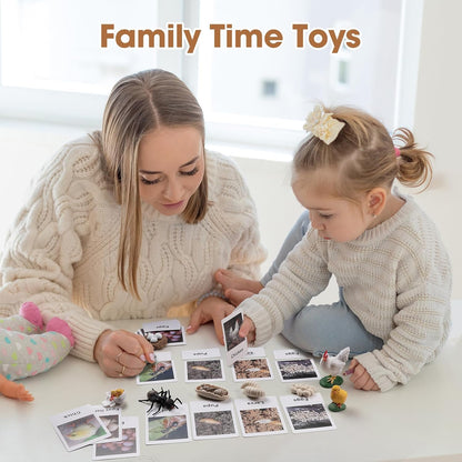 MEROCO Chicken Life Cycle Toys for Kids Insect Ant Bug Toys for Kid 3-5 Animal Flashcards with Figurines Preschool Science Toy for 3-5 Matching Game Science Animals Learning & Education