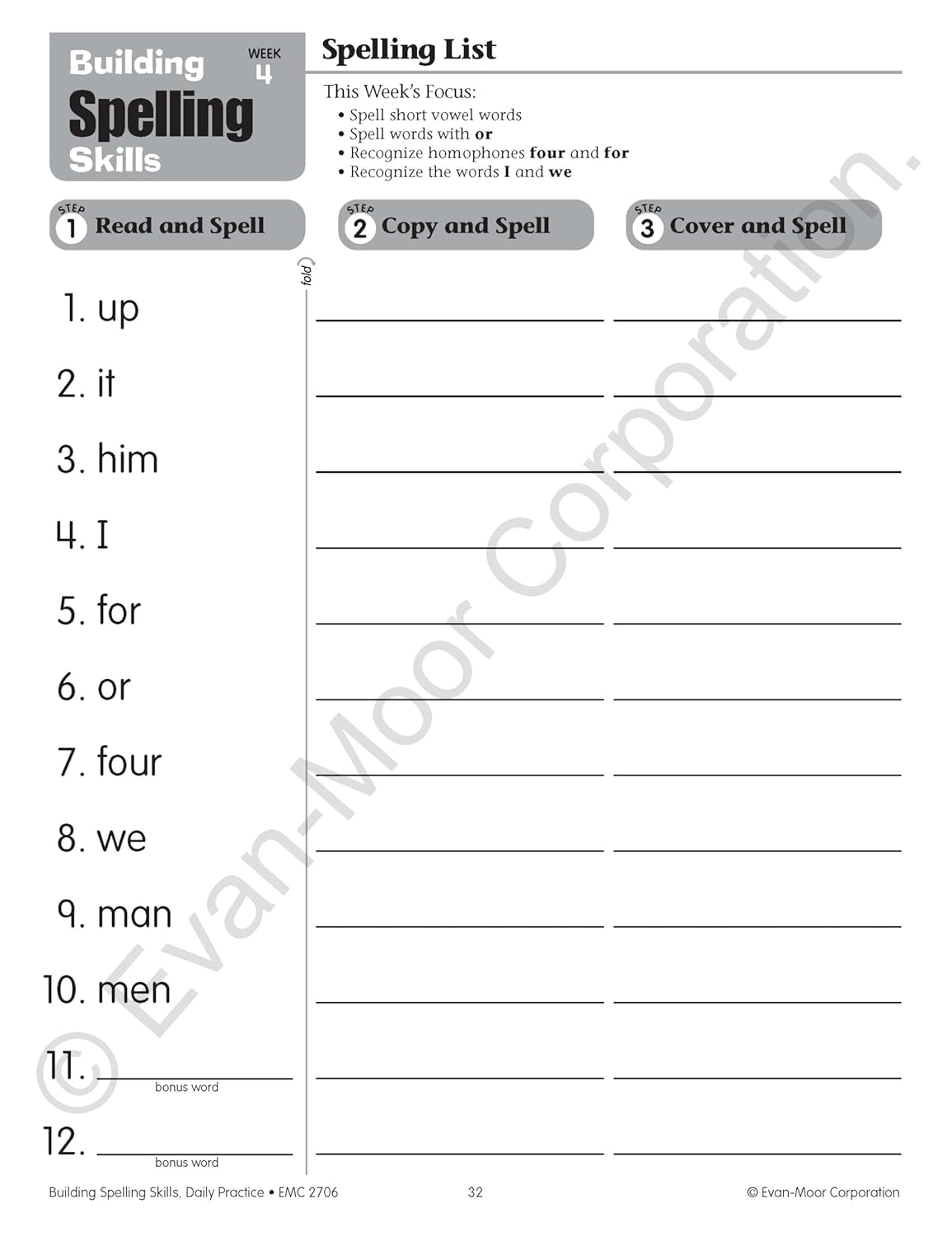 Evan-Moor Building Spelling Skills, Grade 2 - Homeschooling & Classroom Resource Workbook, Reproducible Worksheets, Teaching Edition, Spelling Strategies, Reading and Writing Skills