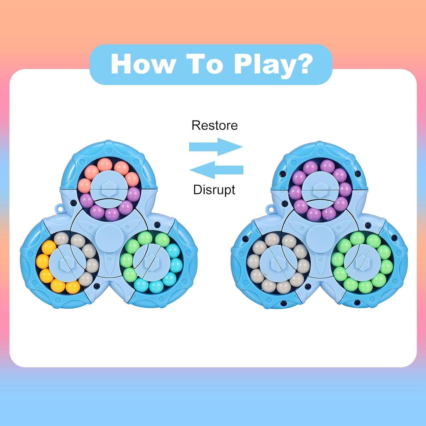 FRIUSATE Magical Bean Puzzle Toy, Rotating Magical Bean Fidget Spinner Toys for Kids, Stress Relief Anxiety Relief Puzzles for Teens Adults, Learning&Education Toys and Gifts