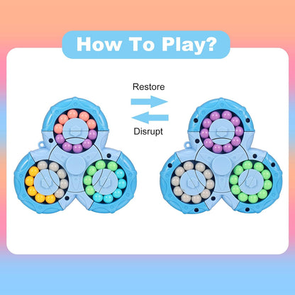 FRIUSATE Magical Bean Puzzle Toy, Rotating Magical Bean Fidget Spinner Toys for Kids, Stress Relief Anxiety Relief Puzzles for Teens Adults, Learning&Education Toys and Gifts