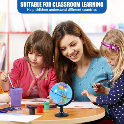 KISEER Rotating World Globe 6 Inch Spinning Earth Globe with Stand for Kids Learning Geography Classroom Education or Office Home Decorations