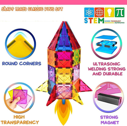 100pcs Magnetic Tiles Magnetic Building Blocks for Toddlers 3 4 5 6 7 Year Old Boys Girls Educational Magnet Blocks Christmas Birthday Gift Toys for Kids Ages 4-8 Sensory Toys 1-3