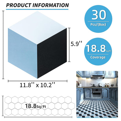 Art3d 10-Pack Hexagon Peel and Stick Flooring Tile Marble Look, Self Adhesive Waterproof Vinyl Floor Tile for Living Room, Kitchen, Bathroom, Bedroom, 11.8" x 10.2" White Marble