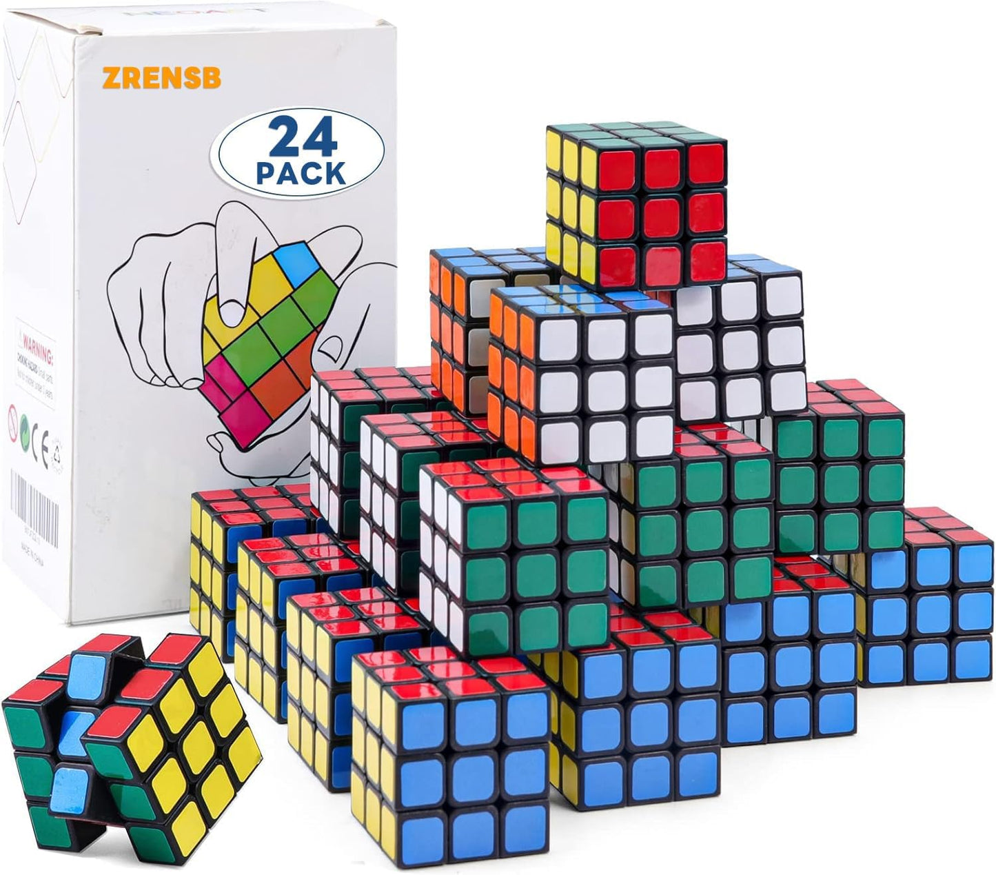 12 Pack Mini 3x3 Cube Puzzle, 1.18 Inch Small Twisty Brain Teaser, Pocket Size Magic Cube Toy for Kids, School Rewards & Classroom Prizes, Birthday Party Favors