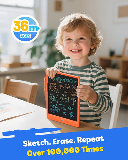 TEKFUN LCD Writing Tablet for Kids, 10-inch Coloring Drawing Pad, Mess Free Doodle Board, Airplane Travel Toys for Boys and Toddlers, Road Trip Essentials, Gifts for 3 4 5 6 7 8 Year Old Girls(Blue)