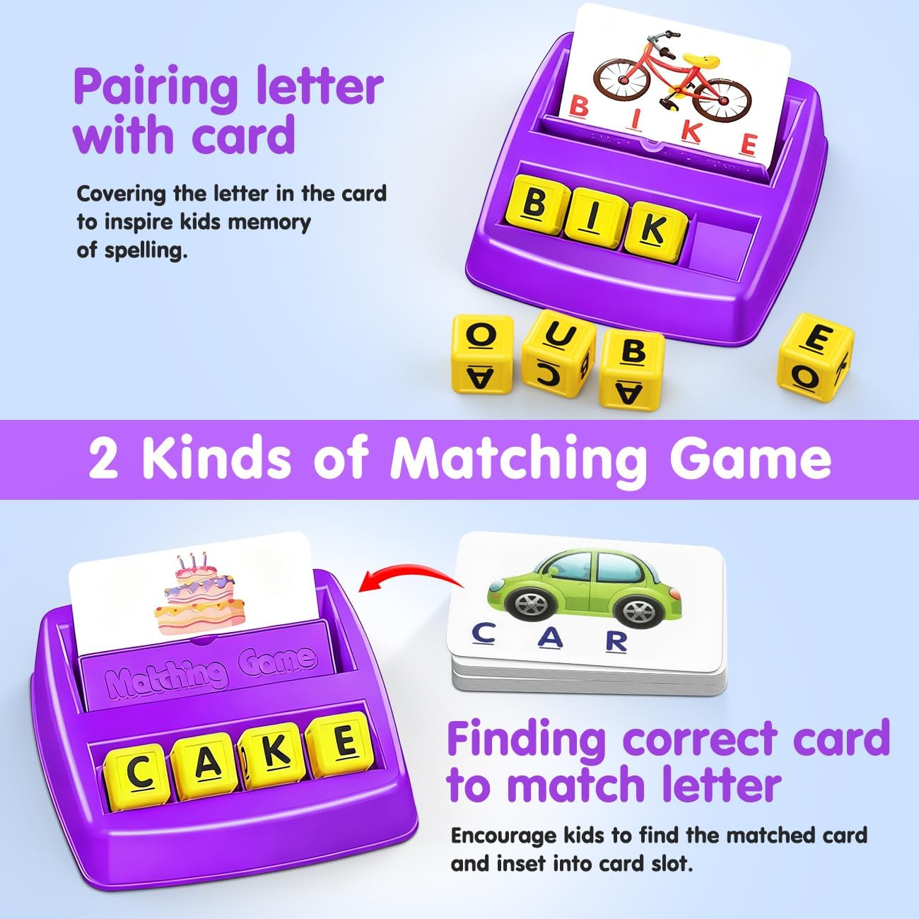 Matching Letter Game for 3 4 5 Year Old Girls Gifts, ABC Learning Toys for Kids Age 3-5, Educational Spelling Games Toys for Toddler Age 4-8, Preschool Birthday Gifts for 2 3 4 5 Year Old Boys Girls