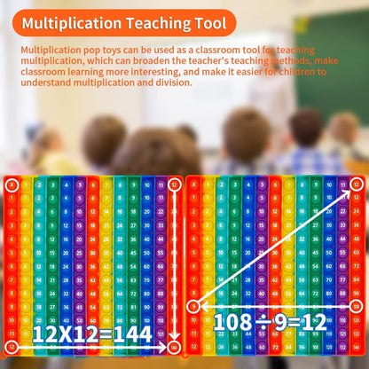 Interactive 12x12 Multiplication Pop Board - STEM Sensory Math Toy with Poppable Bubbles, Classroom & Homeschool Learning Game, Multiplication Table Chart for Kids, Stress Relief Tool, CPC Certified