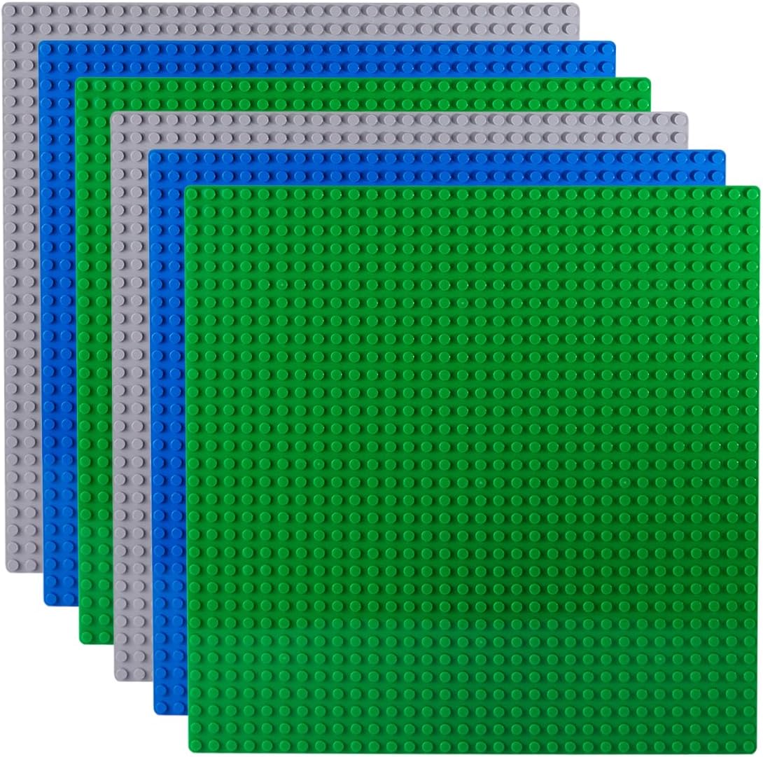 Apostrophe Games Island Building Block Base Plates Compatible with All Major Brands - 3 Pack Beach - 2 Straight & 1 Center Grass add-on to Expand Your Island - 10-1/16" x 10-1/16"Inches