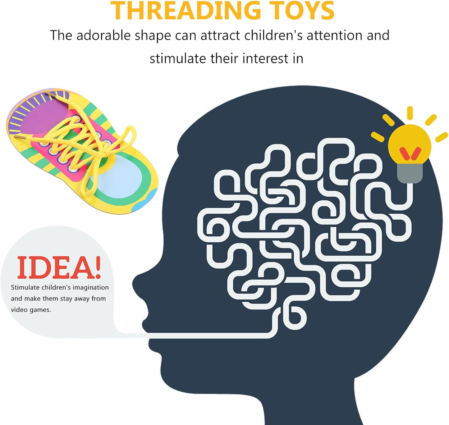 NUOBESTY 5 Sets Shoelace Threading Toys Educational Lacing Toys for Kids Learn to Tie Shoelaces Early Childhood Practice Kit 7.08X3.93In