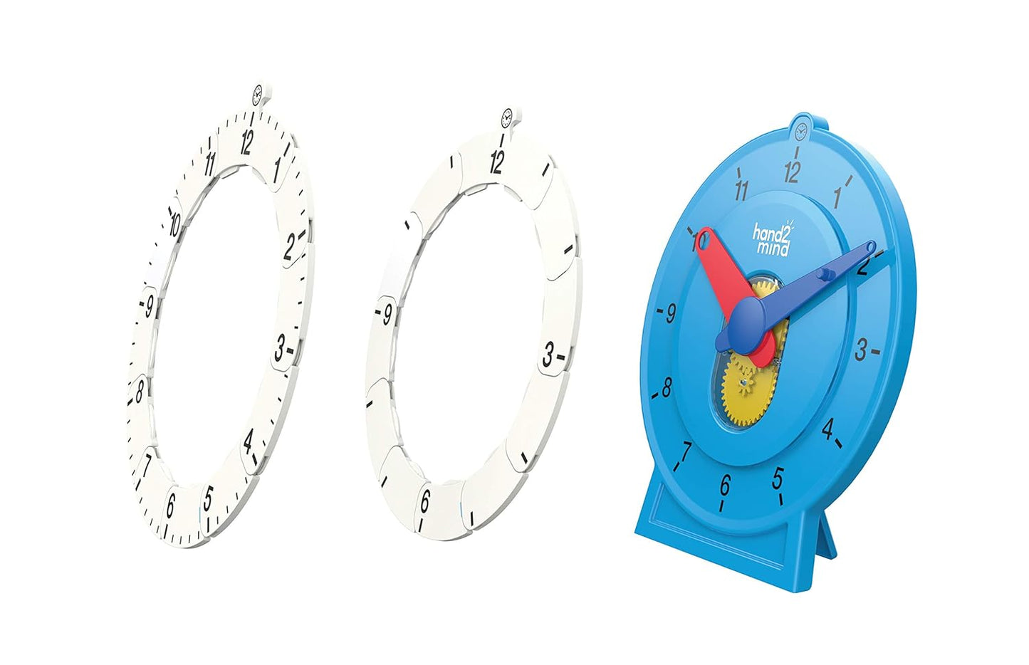 hand2mind Advanced NumberLine Clock, Learn to Tell Time, Analog Clock for Kids Learning, Number Line for Kids, Teaching to Tell Time, Math Manipulatives (Set of 1)