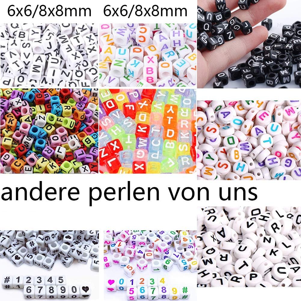DAHI 400PCS Cube Letter Beads 8mm Alphabet Bead Colorful A-Z Acrylic Letter Beads for Jewelry Making (Color White 8x8mm)