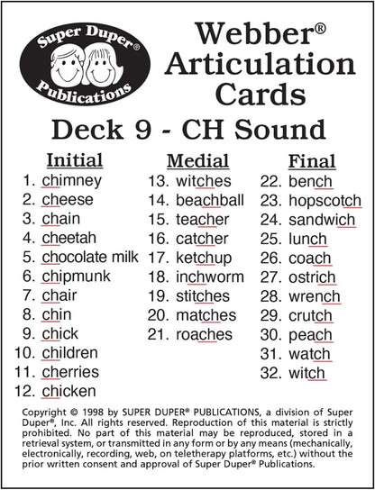 Super Duper Publications | Articulation CH Sound Fun Deck | Vocabulary and Language Development Flash Cards | Educational Learning Materials for Children