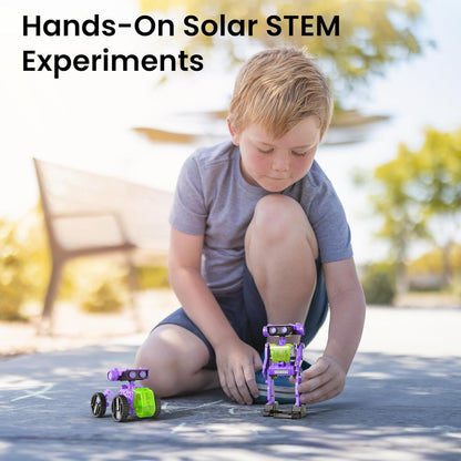 Sillbird Solar Robot Building Kit STEM Gift for Boys Aged 8-13, 15-in-1 DIY Science Educational Robotic Toy for Kids Teens Birthday, Powered by the Sun or Battery with 212 Pieces
